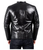 Marc Ed | Men's Black Sheepskin Leather Biker Jacket