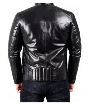Marc Ed | Men's Black Sheepskin Leather Biker Jacket